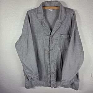 Garnet Hill Cotton Long Sleeve Button-Up Jacket Size L Mens Gray Collared